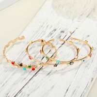 Color Eye New Real Gold Plated Diamond Dripping Open Eye Copper Bracelet main image 2
