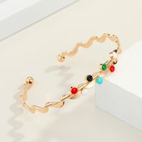 Color Eye New Real Gold Plated Diamond Dripping Open Eye Copper Bracelet main image 3