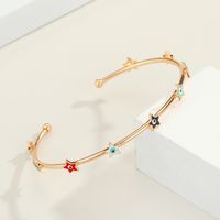 Color Eye New Real Gold Plated Diamond Dripping Open Eye Copper Bracelet main image 4