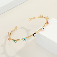 Color Eye New Real Gold Plated Diamond Dripping Open Eye Copper Bracelet main image 5