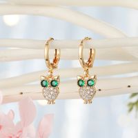 Micro-inlaid Owl Animal Zircon Exquisite Diamond-studded Drop Earrings Wholesale main image 1
