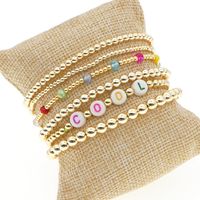 Fashion Trend Natural Pearl Soft Ceramic Multi-layered Beaded Imported Color-preserving Gold Bead Letter Bracelet main image 4