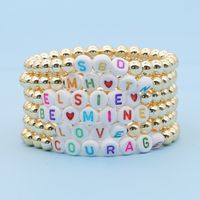 Fashiongold-plated Color-preserving Gold Beads Stacked Beaded Color Letter Bracelet main image 1