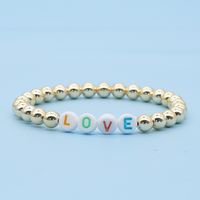 Fashiongold-plated Color-preserving Gold Beads Stacked Beaded Color Letter Bracelet main image 4