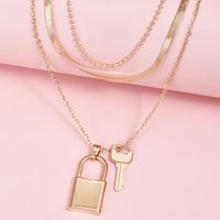 Beliebte Mode Lock Key Anhänger Kombination Frauen Halskette Großhandel main image 5
