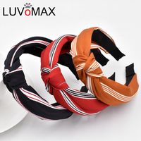 New Classic Color Matching Striped Hair Fabric Side Head Buckle Retro Headband Wholesale main image 1