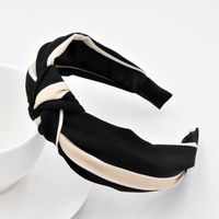 New Classic Color Matching Striped Hair Fabric Side Head Buckle Retro Headband Wholesale main image 4