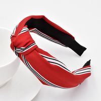 New Classic Color Matching Striped Hair Fabric Side Head Buckle Retro Headband Wholesale main image 5