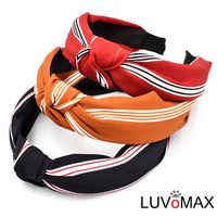 New Classic Color Matching Striped Hair Fabric Side Head Buckle Retro Headband Wholesale main image 6