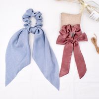 Simple Pure Color Satin Long Ribbon Hair Tie Ponytail Fabric Bow Elastic Rubber Band Head Rope Wholesale main image 1