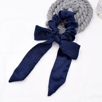 Simple Pure Color Satin Long Ribbon Hair Tie Ponytail Fabric Bow Elastic Rubber Band Head Rope Wholesale main image 5