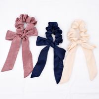 Simple Pure Color Satin Long Ribbon Hair Tie Ponytail Fabric Bow Elastic Rubber Band Head Rope Wholesale main image 4