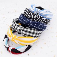 Classic Plaid Striped Korean Plaid Cross-knotted Fabric Color Matching Headband Wholesale main image 2