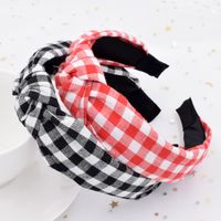 Classic Plaid Striped Korean Plaid Cross-knotted Fabric Color Matching Headband Wholesale main image 5