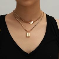 Mode Einfache Mehrschichtige Lock Anhänger Anhänger Legierung Halskette Für Frauen main image 3