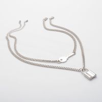 Mode Einfache Mehrschichtige Lock Anhänger Anhänger Legierung Halskette Für Frauen main image 5