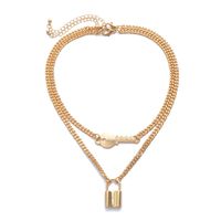 Mode Einfache Mehrschichtige Lock Anhänger Anhänger Legierung Halskette Für Frauen main image 6