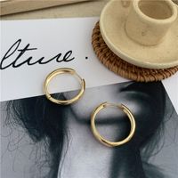 Retro Simple Circle Gold-plated Silver Non-fading Hoop Earrings Wholesale sku image 3