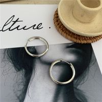 Retro Simple Circle Gold-plated Silver Non-fading Hoop Earrings Wholesale sku image 4