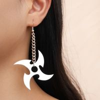 Fashion Exaggerated Punk Style Silver Ear Hook Long Pendant Dart Spinning Windmill Shape Earrings sku image 1