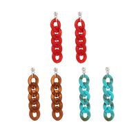 New Simple Multicolor Three-color Acrylic Hanging Ring Tassel Earrings 3 Pairs sku image 1