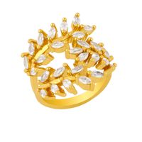 Creative Fashion Simple Inlaid Zircon Ring Leaf Branch Ring Wholesale sku image 1