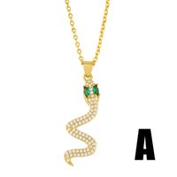 Fashion Snake Pendant Simple Diamond Niche Clavicle Copper Necklace For Women sku image 1