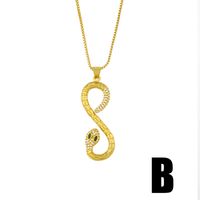 Mode Einfache Retro Einschichtige Diamant Serpentin Kupfer Anhänger Halskette sku image 2