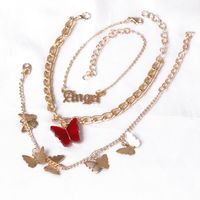 Fashion Butterfly Simple Three-piece Chain Alloy Butterfly Anklet For Women sku image 1