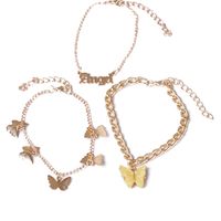 Fashion Butterfly Simple Three-piece Chain Alloy Butterfly Anklet For Women sku image 2