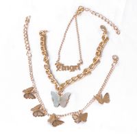 Fashion Butterfly Simple Three-piece Chain Alloy Butterfly Anklet For Women sku image 3