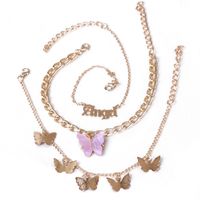 Fashion Butterfly Simple Three-piece Chain Alloy Butterfly Anklet For Women sku image 4