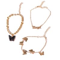 Fashion Butterfly Simple Three-piece Chain Alloy Butterfly Anklet For Women sku image 5
