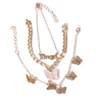 Fashion Butterfly Simple Three-piece Chain Alloy Butterfly Anklet For Women sku image 6