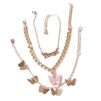 Fashion Butterfly Simple Three-piece Chain Alloy Butterfly Anklet For Women sku image 7