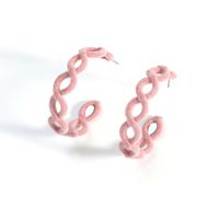C Shape Flocking Alloy Artificial Gemstones Earrings sku image 1