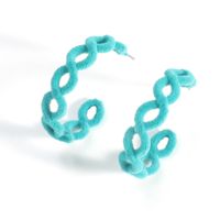 C Shape Flocking Alloy Artificial Gemstones Earrings sku image 3