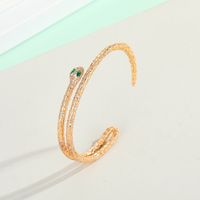 Moda Chapado En Oro Real Serpiente Diamante Abierto Nuevo Ojo Palma Circón Pulsera De Cobre sku image 1