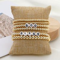 Fashion Trend Natural Pearl Soft Ceramic Multi-layered Beaded Imported Color-preserving Gold Bead Letter Bracelet sku image 5