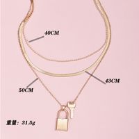 Popular Fashion Lock Key Pendant Combination Women's Necklace Wholesale sku image 1