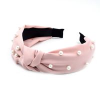 Autumn And Winter Pearl Simple Cross Solid Color Nail Pearl Wide-brimmed Headband Wholesale sku image 2