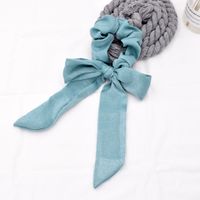 Simple Pure Color Satin Long Ribbon Hair Tie Ponytail Fabric Bow Elastic Rubber Band Head Rope Wholesale sku image 1