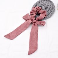 Simple Pure Color Satin Long Ribbon Hair Tie Ponytail Fabric Bow Elastic Rubber Band Head Rope Wholesale sku image 4
