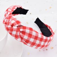 Classic Plaid Striped Korean Plaid Cross-knotted Fabric Color Matching Headband Wholesale sku image 4
