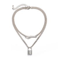 Fashion Simple Multi-layer Lock Pendant Alloy Necklace For Women sku image 1
