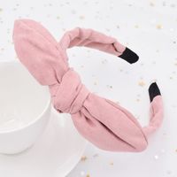 Velvet Rabbit Ears Fabric Knotted Solid Color Simple Broad-side Press Hairband Wholesale main image 5