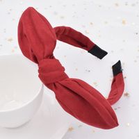 Velvet Rabbit Ears Fabric Knotted Solid Color Simple Broad-side Press Hairband Wholesale main image 4