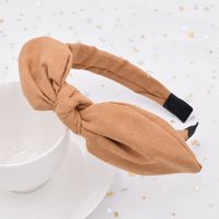 Velvet Rabbit Ears Fabric Knotted Solid Color Simple Broad-side Press Hairband Wholesale main image 3