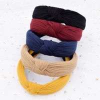 Wide-sided Knitted Striped Cross-knotted Headband Korean Fabric Simple Headband Wholesale main image 1