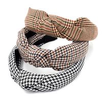 Classic  Wide-brim Small Plaid  Retro Plaid Embossed Headband   Wholesale main image 1